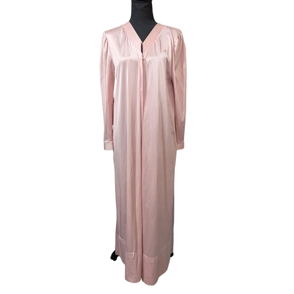 DVF Pink Satin Vintage Maxi Duster Robe Long Sleeve Elegant Lounge Wear - Picture 1 of 10